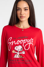 Peanuts Snoopy's Bakery & Cafe Long Sleeve Pajama Top And Plush Pajama Pants 2-Piece Set thumbnail 2