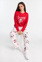 Peanuts Snoopy's Bakery & Cafe Long Sleeve Pajama Top And Plush Pajama Pants 2-Piece Set thumbnail 5
