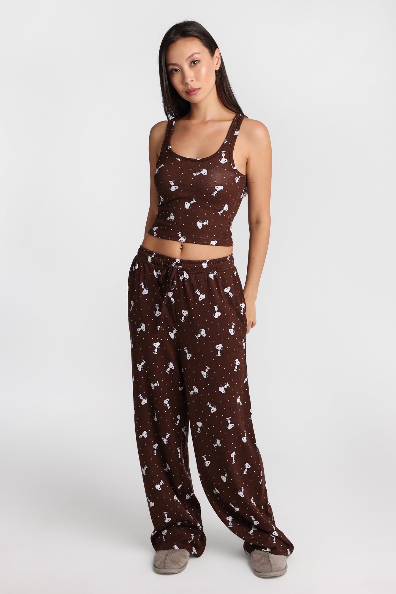 Ensemble pantalon à jambe large et débardeur pyjama super doux imprimé étoile Peanuts Snoopy