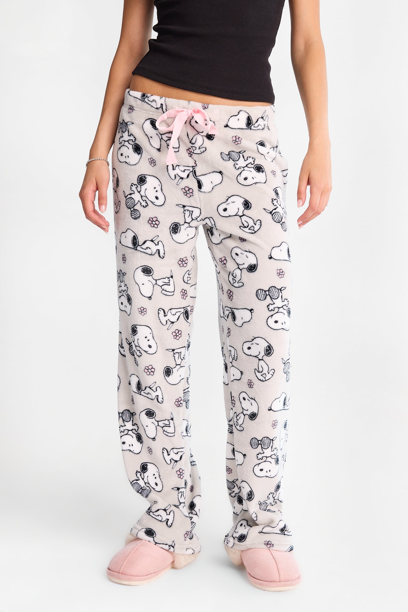 Pantalon pyjama pelucheux imprimé fleur Peanuts Snoopy