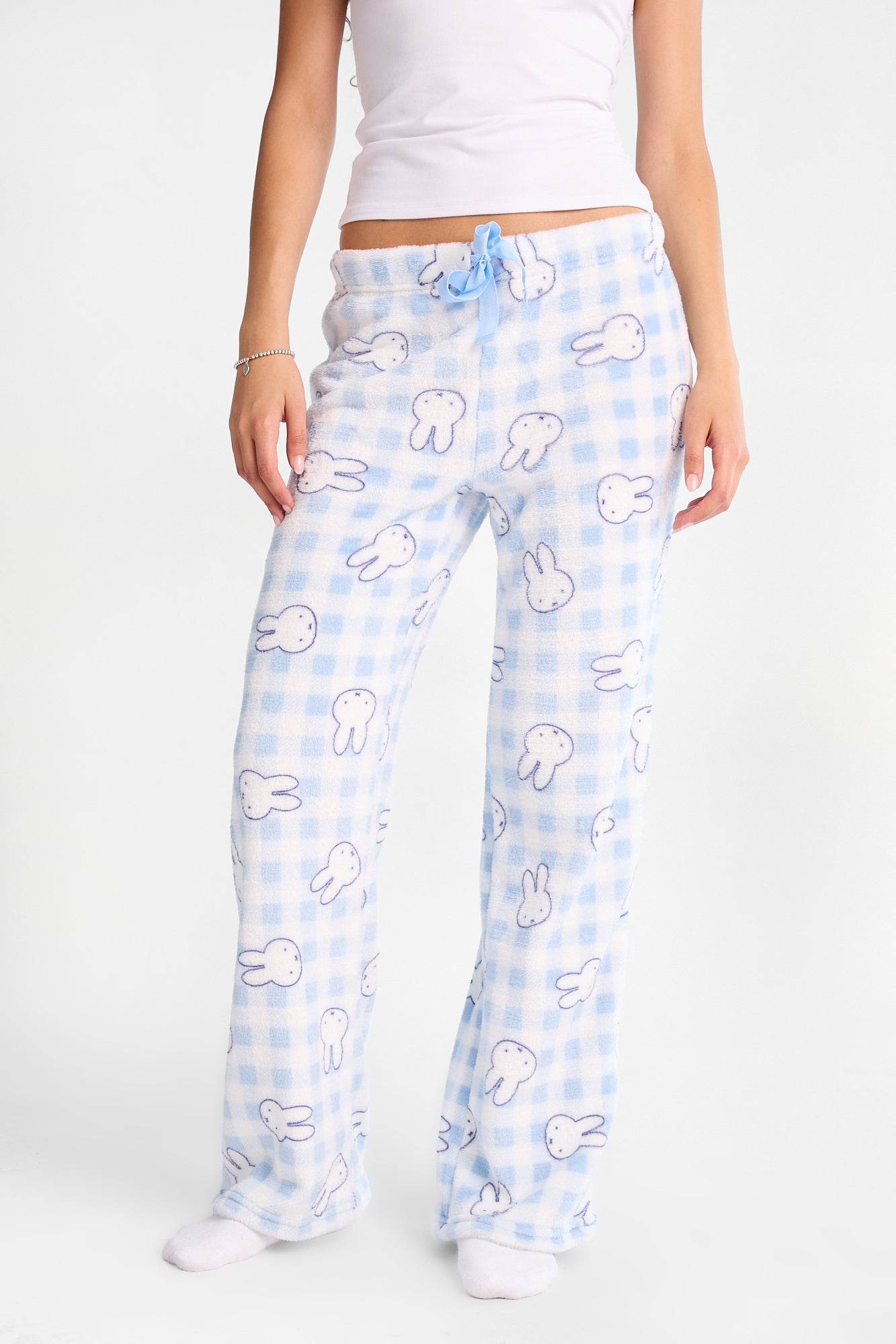 Pantalon pyjama pelucheux imprimé à carreaux Miffy
