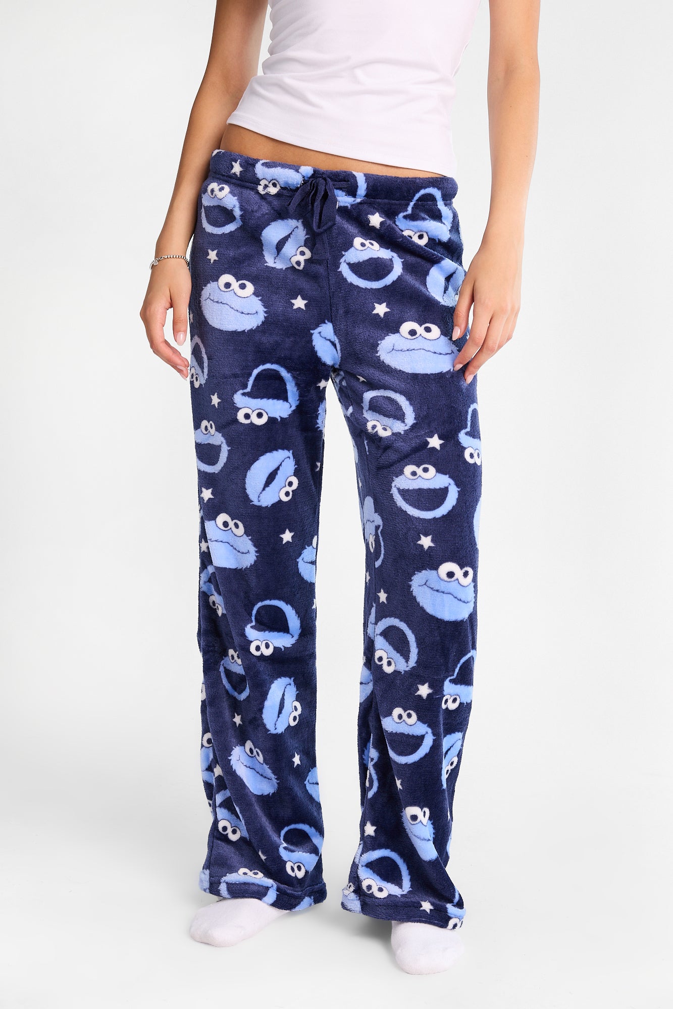 Pantalon pyjama pelucheux imprimé étoile Cookie Monster