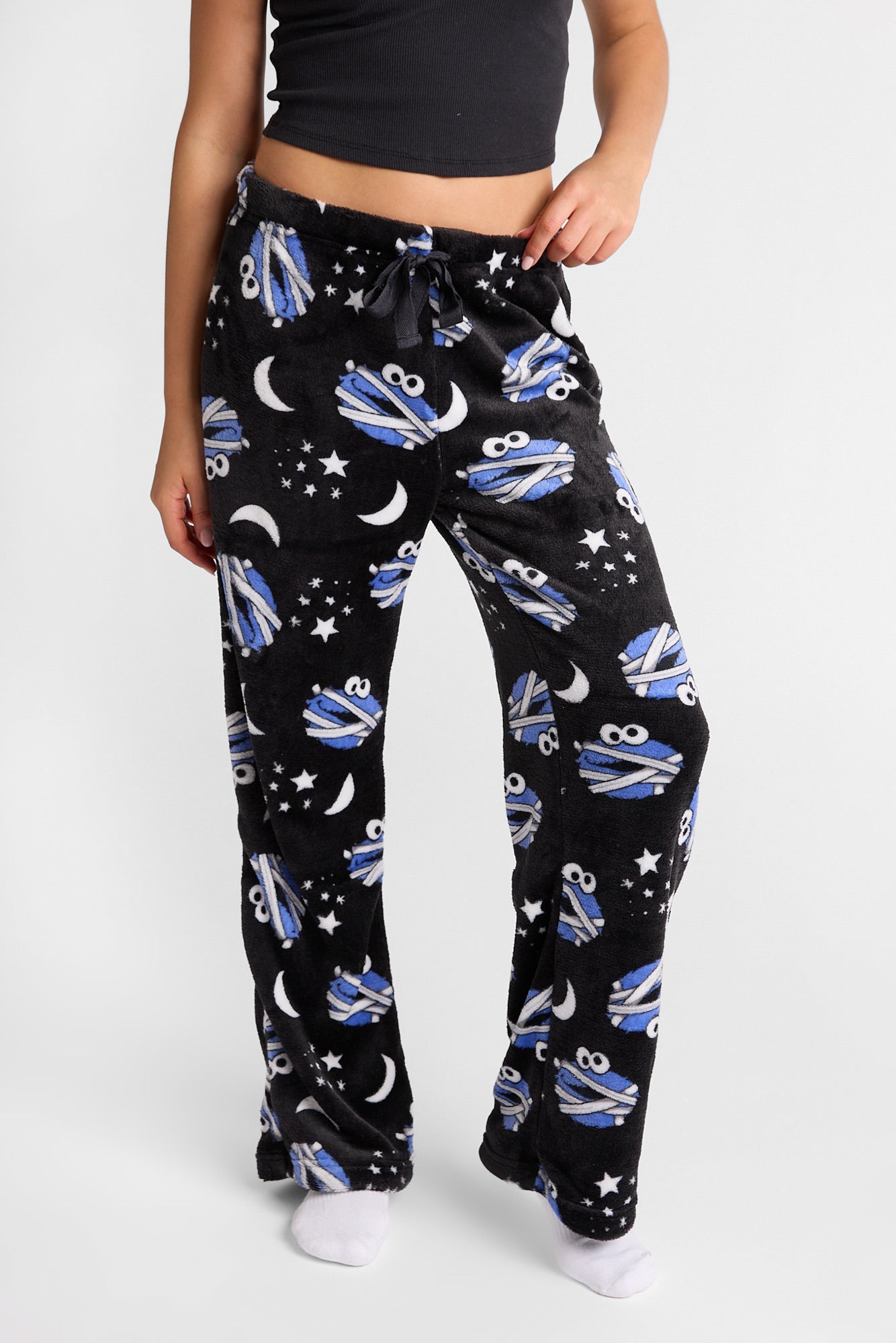 Pantalon pyjama pelucheux imprimé Cookie Monster momie