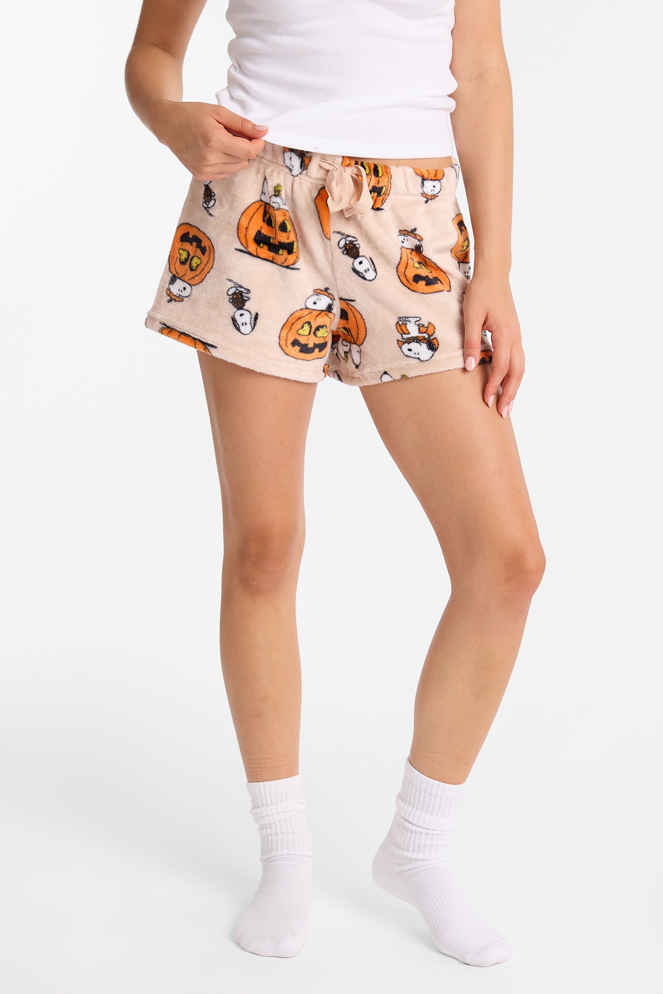 Peanuts Snoopy Pumpkin Plush Pajama Shorts