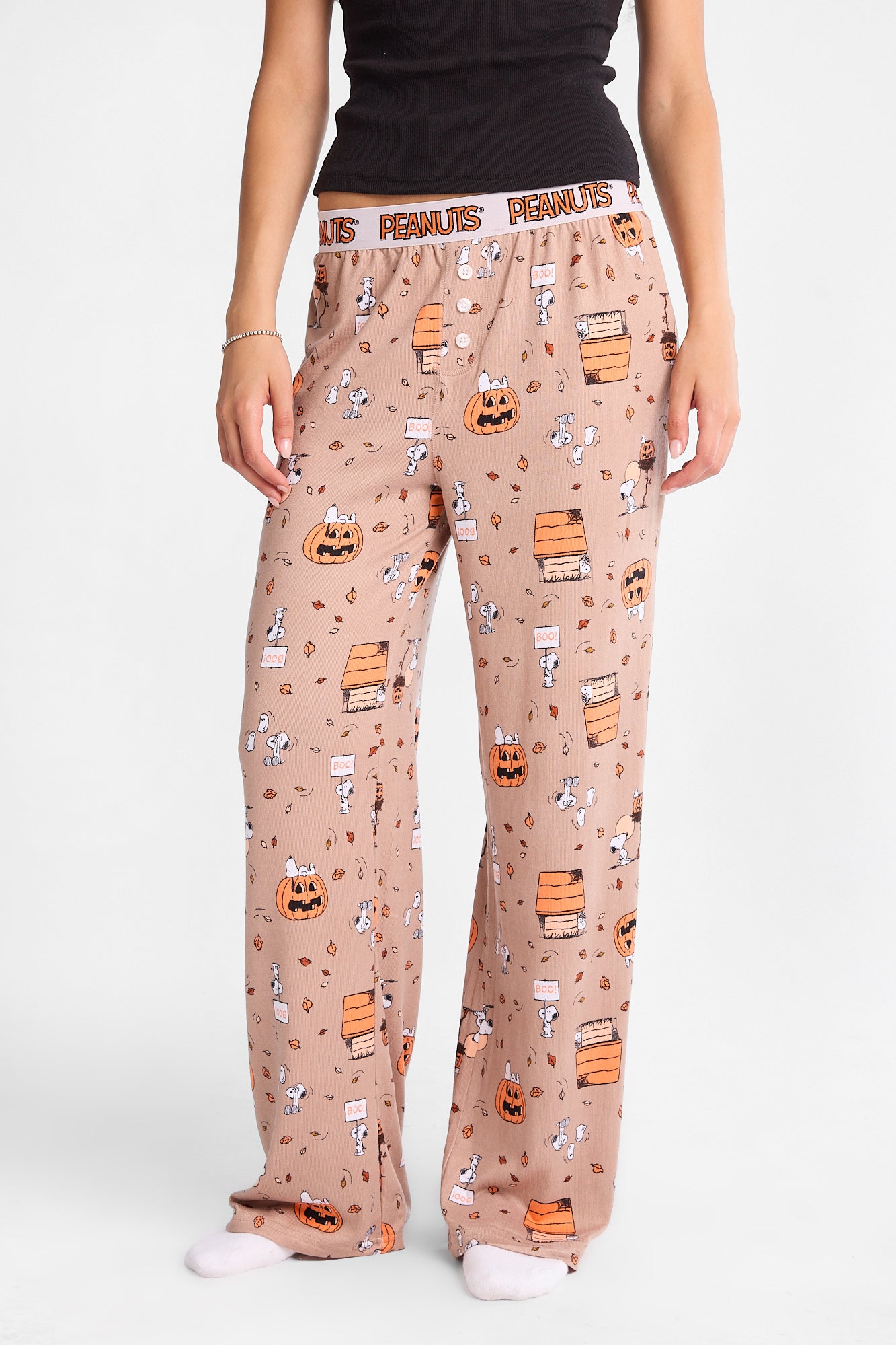 Pantalon pyjama super doux style boxeur imprimé citrouilles Peanuts Snoopy