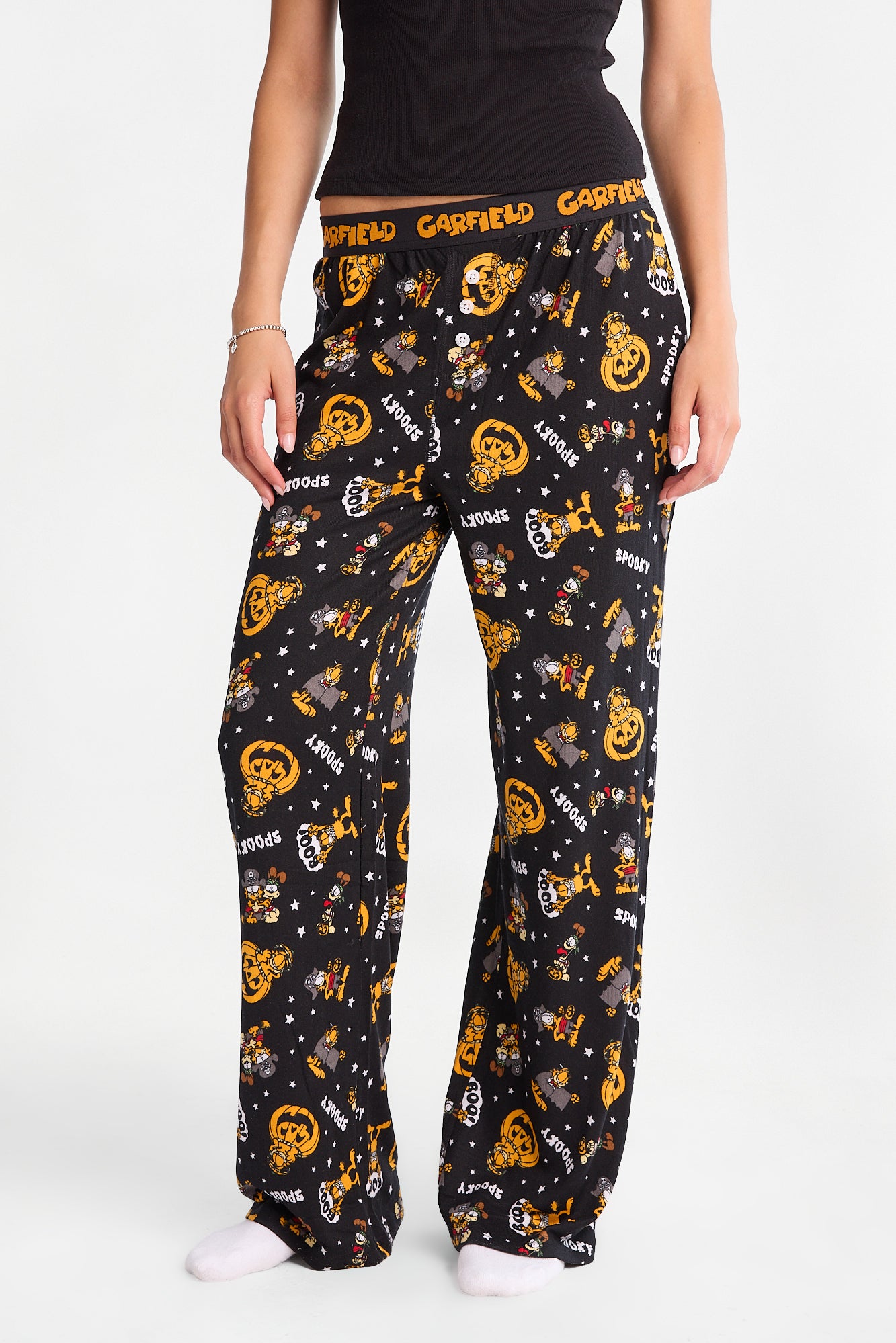 Pantalon pyjama super doux style boxeur imprimé citrouilles Garfield