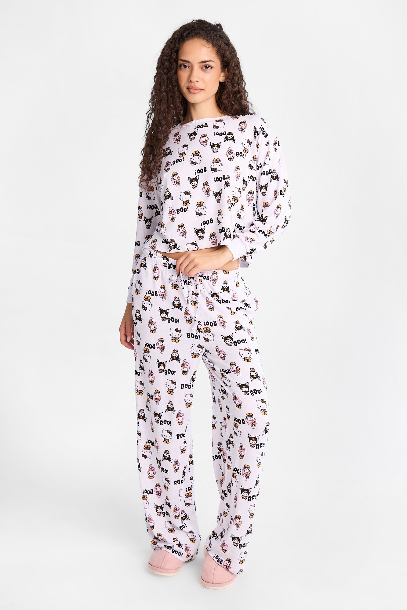 Ensemble haut à manche longue et pantalon pyjama jambe large imprimé Hello Kitty Boo