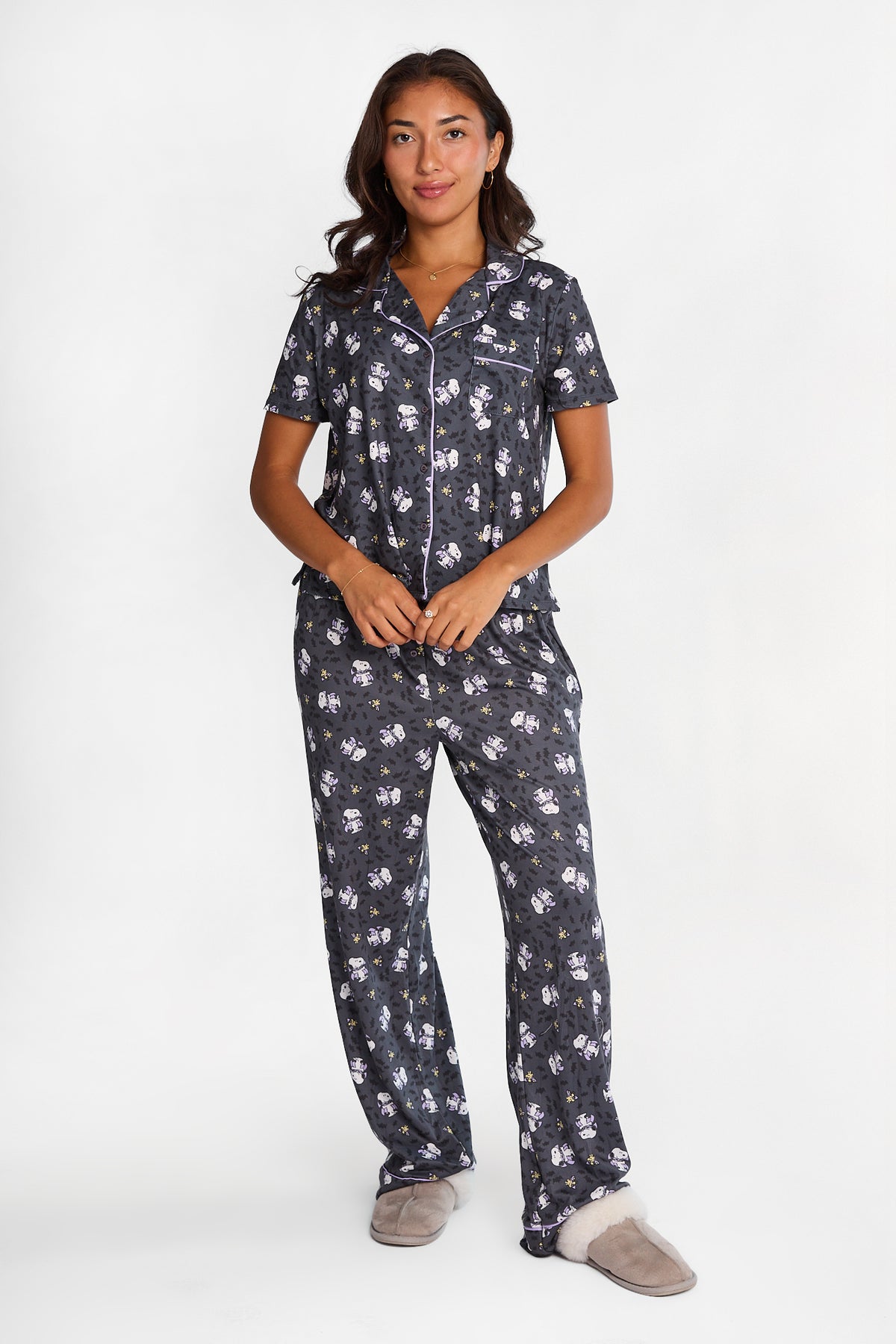Peanuts Snoopy Vampire Graphic Super Soft Pajama Dad Shirt & Pants 2-Piece Set