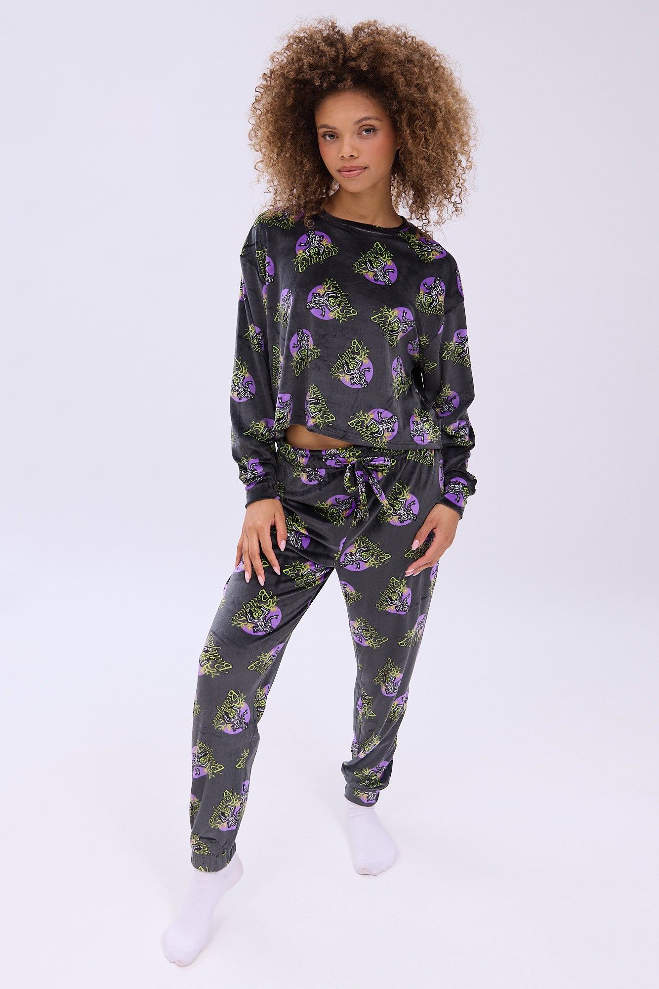 Beetlejuice Printed Velour Pajama Jogger And Tee Set