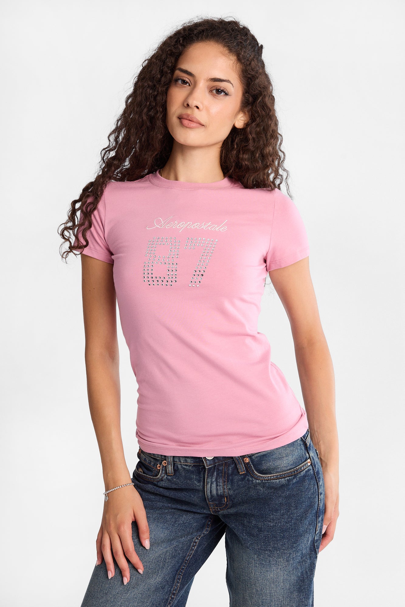 T-shirt classique imprimé AERO 87 en strass