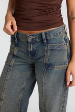 Harper Super Low Rise Seam Detail Wide Leg Jeans thumbnail 2
