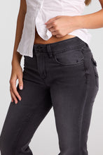 AERO Washed Black Low Rise Flare Jeans thumbnail 5