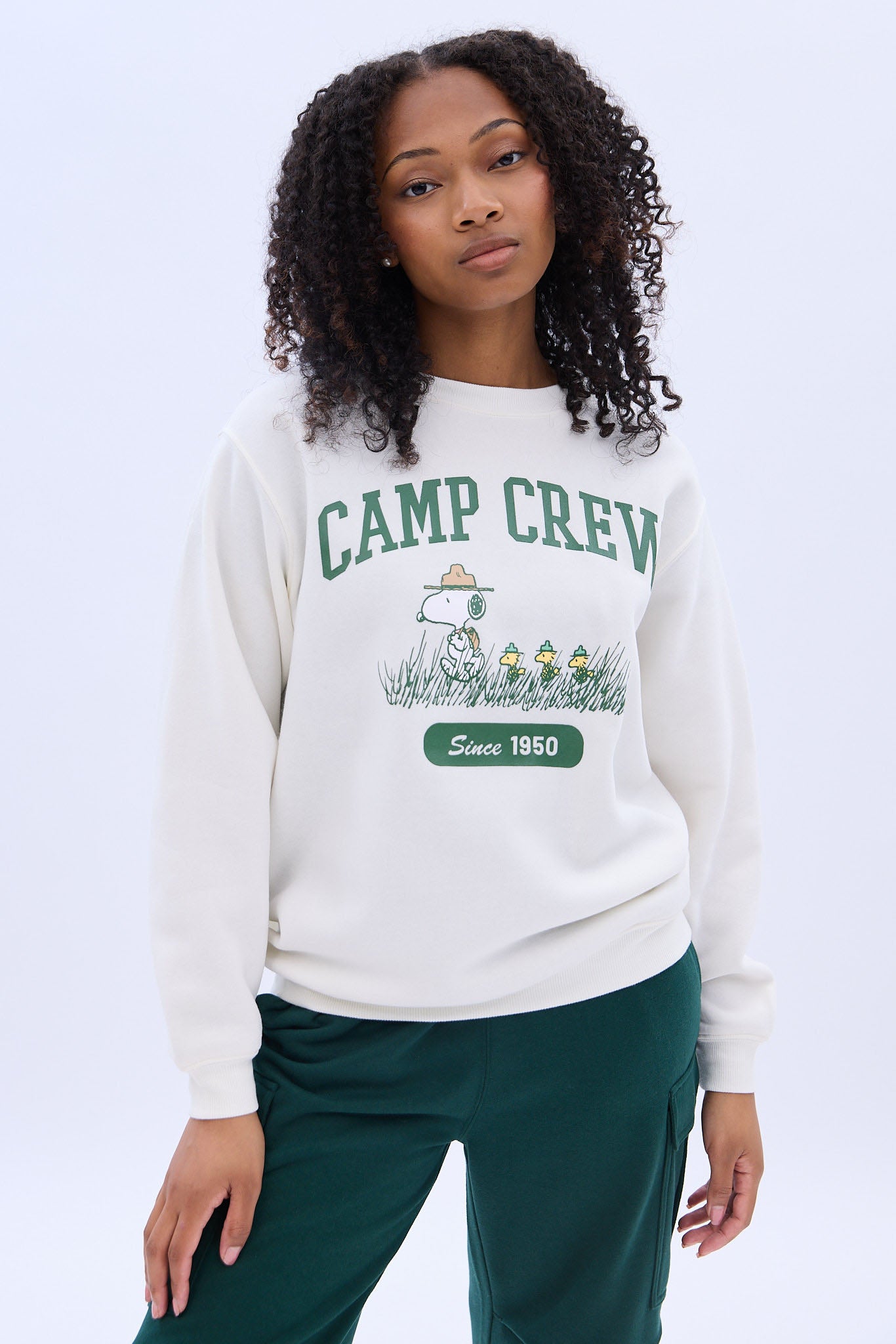 Camp Snoopy Graphic Crew Neck Sweatshirt