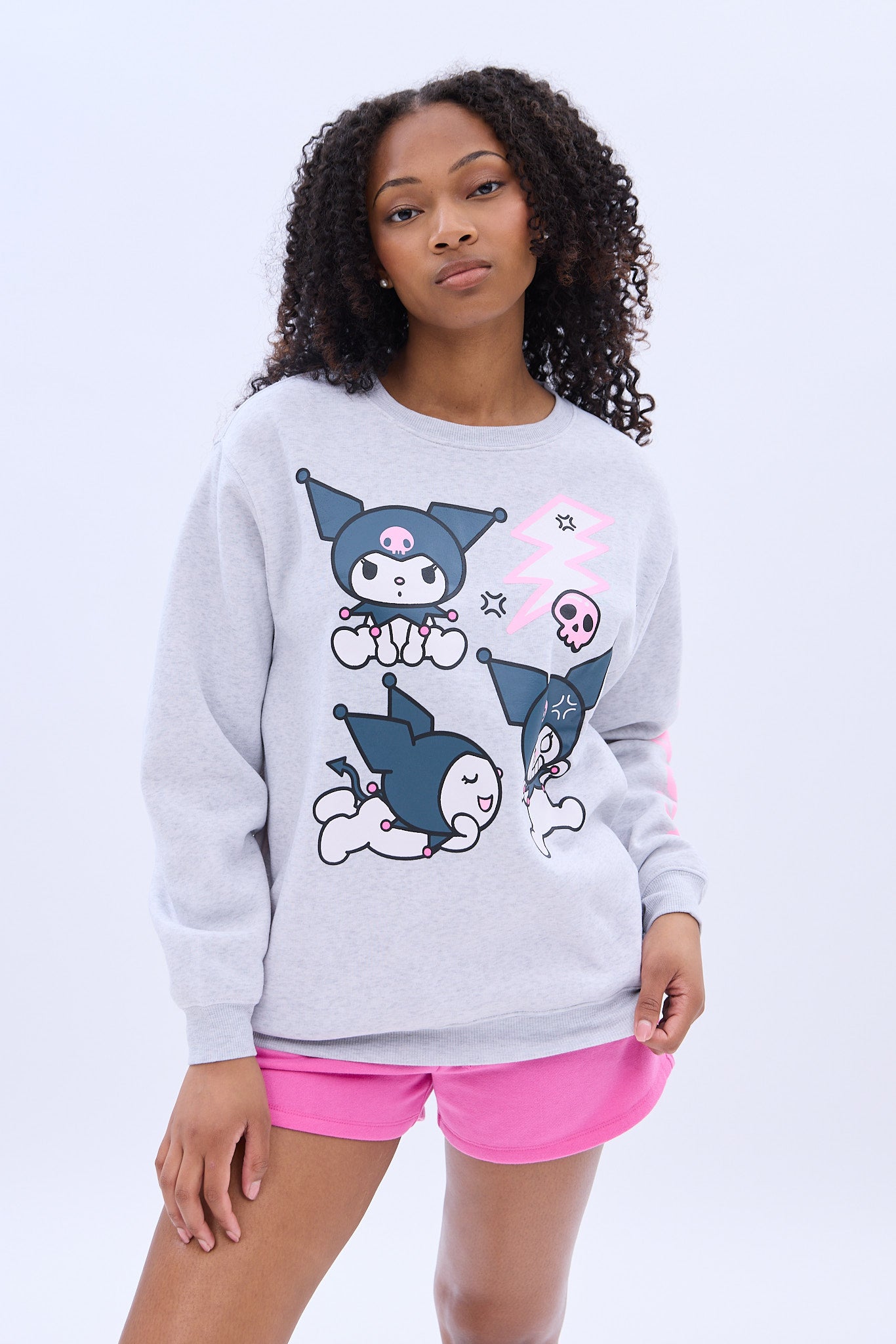 Kuromi Moods Graphic Crew Neck Sweatshirt