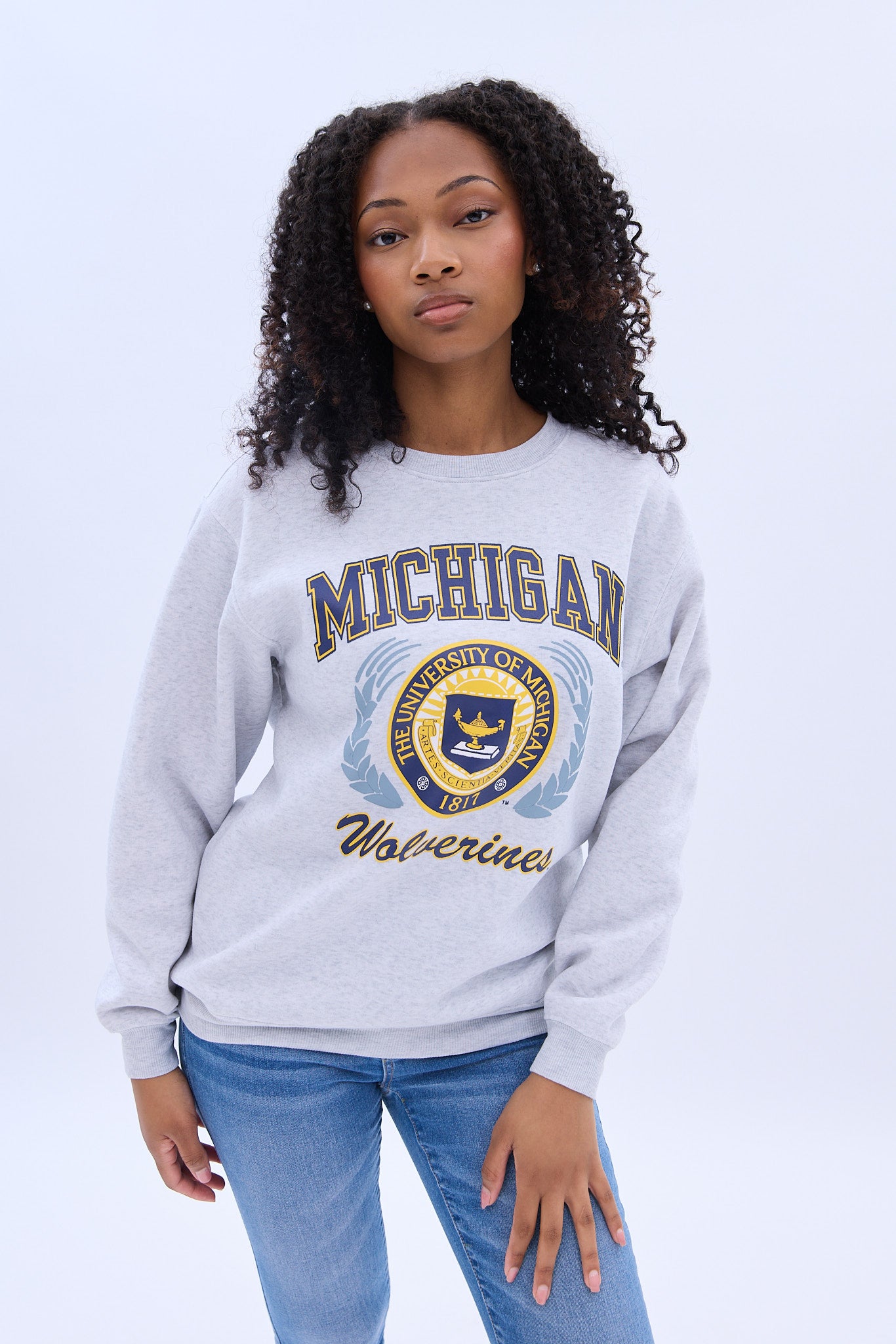 Michigan Wolverines Graphic Crew Neck Sweatshirt