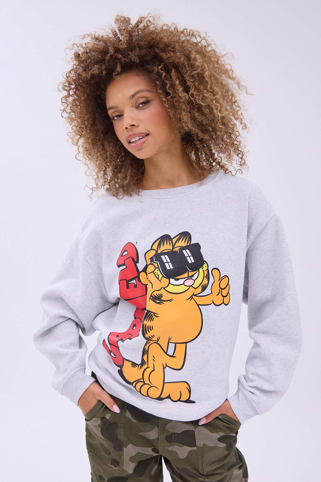 Garfield Graphic Crew Neck Relaxed Sweatshirt