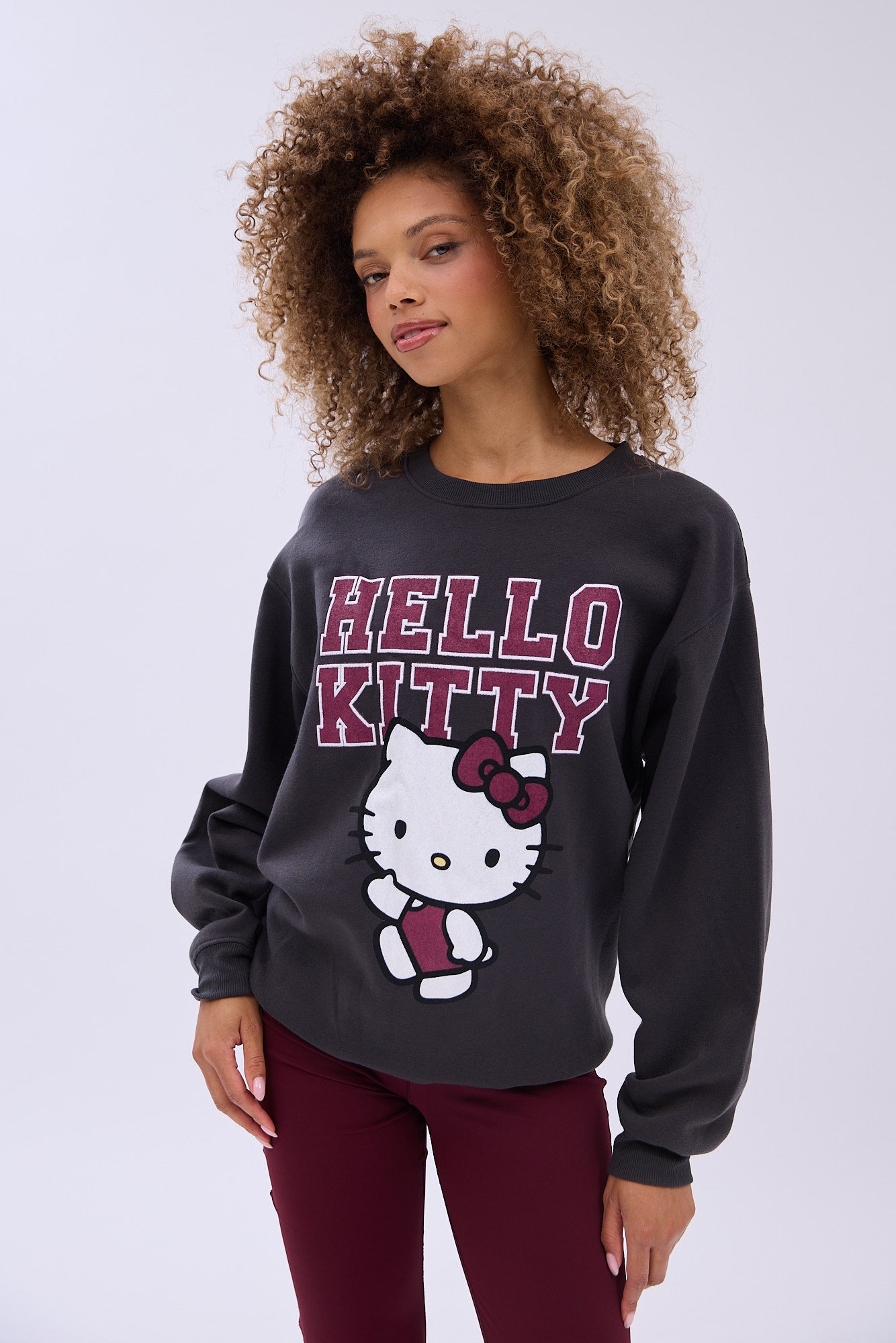 Hello Kitty Graphic Crew Neck Relaxed Sweatshirt