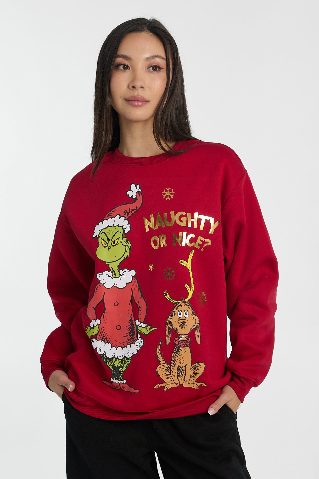 The Grinch Naughty Or Nice Graphic Crew Neck Sweatshirt