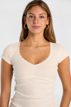 AERO Lace Trim Short Sleeve Sweetheart Neck Top thumbnail 7