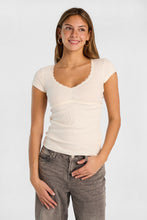AERO Lace Trim Short Sleeve Sweetheart Neck Top thumbnail 6