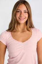 AERO Lace Trim Short Sleeve Sweetheart Neck Top thumbnail 18