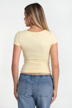 T-shirt à col en coeur froncé en tissu super doux AERO thumbnail 3