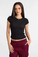 T-shirt court col ras du cou en tricot gaufré à manches courtes AERO thumbnail 2
