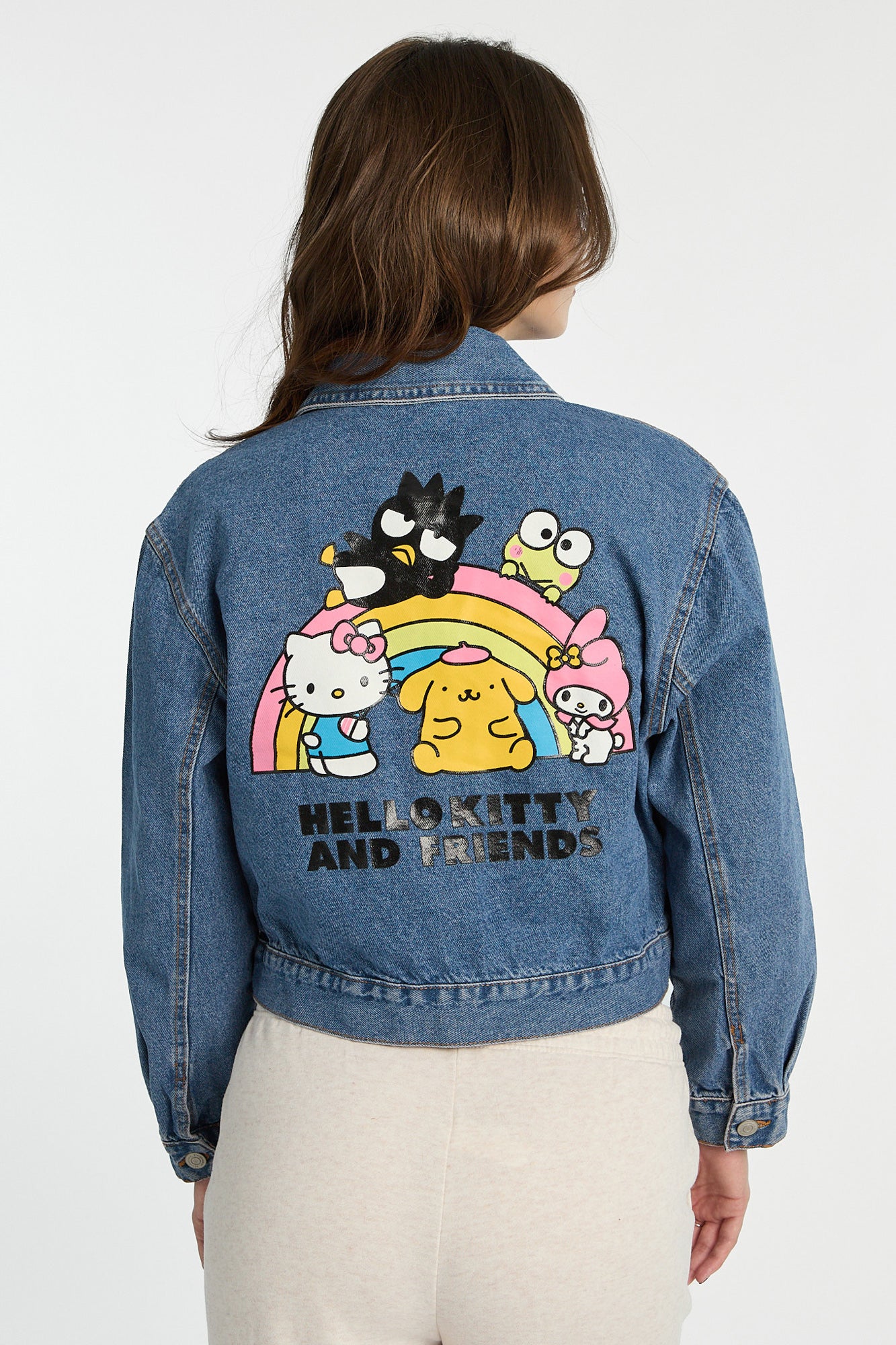 Blouson en denim brodé Hello Kitty