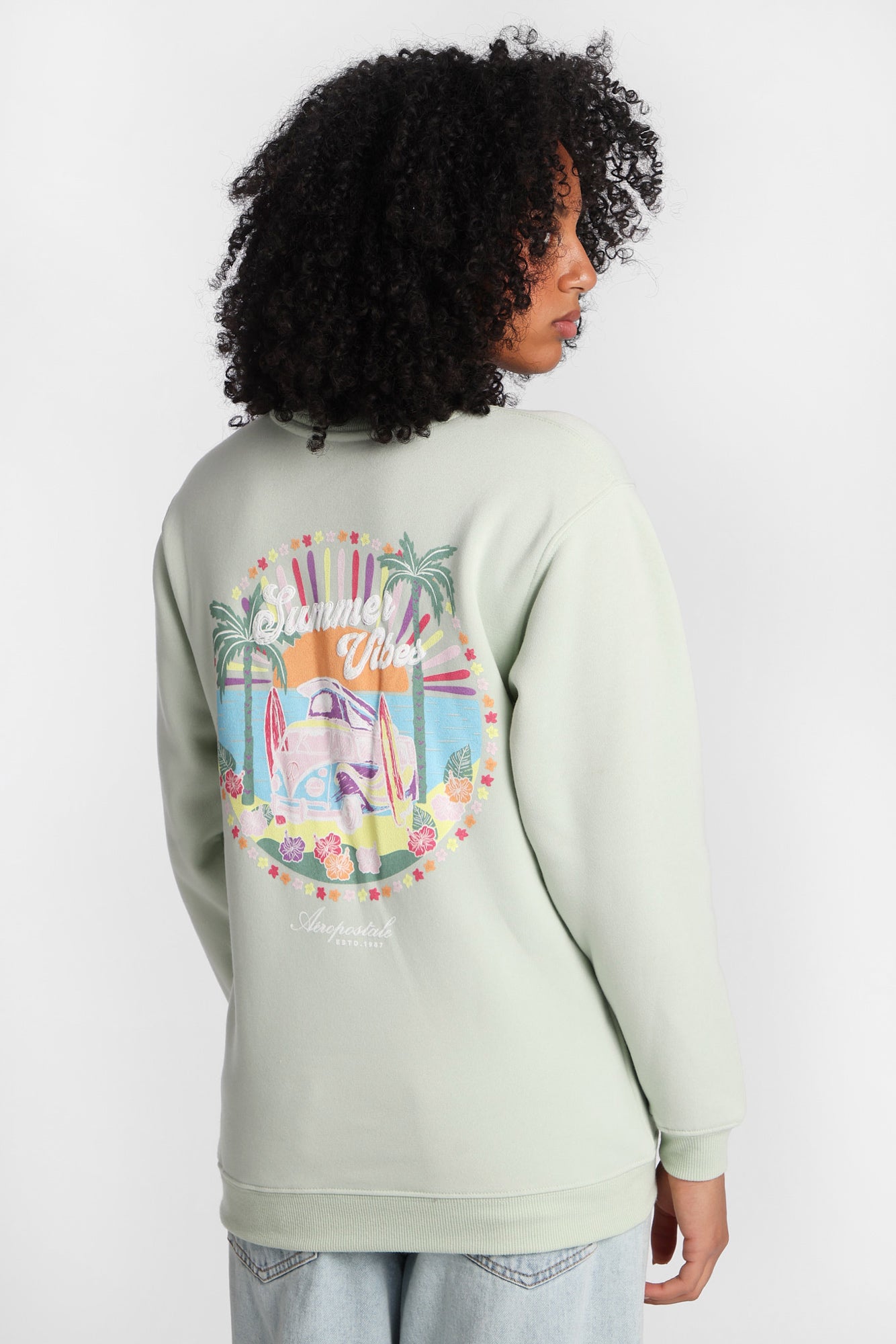 AERO Summer Vibes Graphic Oversized Crew Neck Sweatshirt