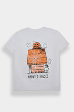 Peanuts Snoopy Haunted Houses Puff Print Graphic Boyfriend Tee thumbnail 1