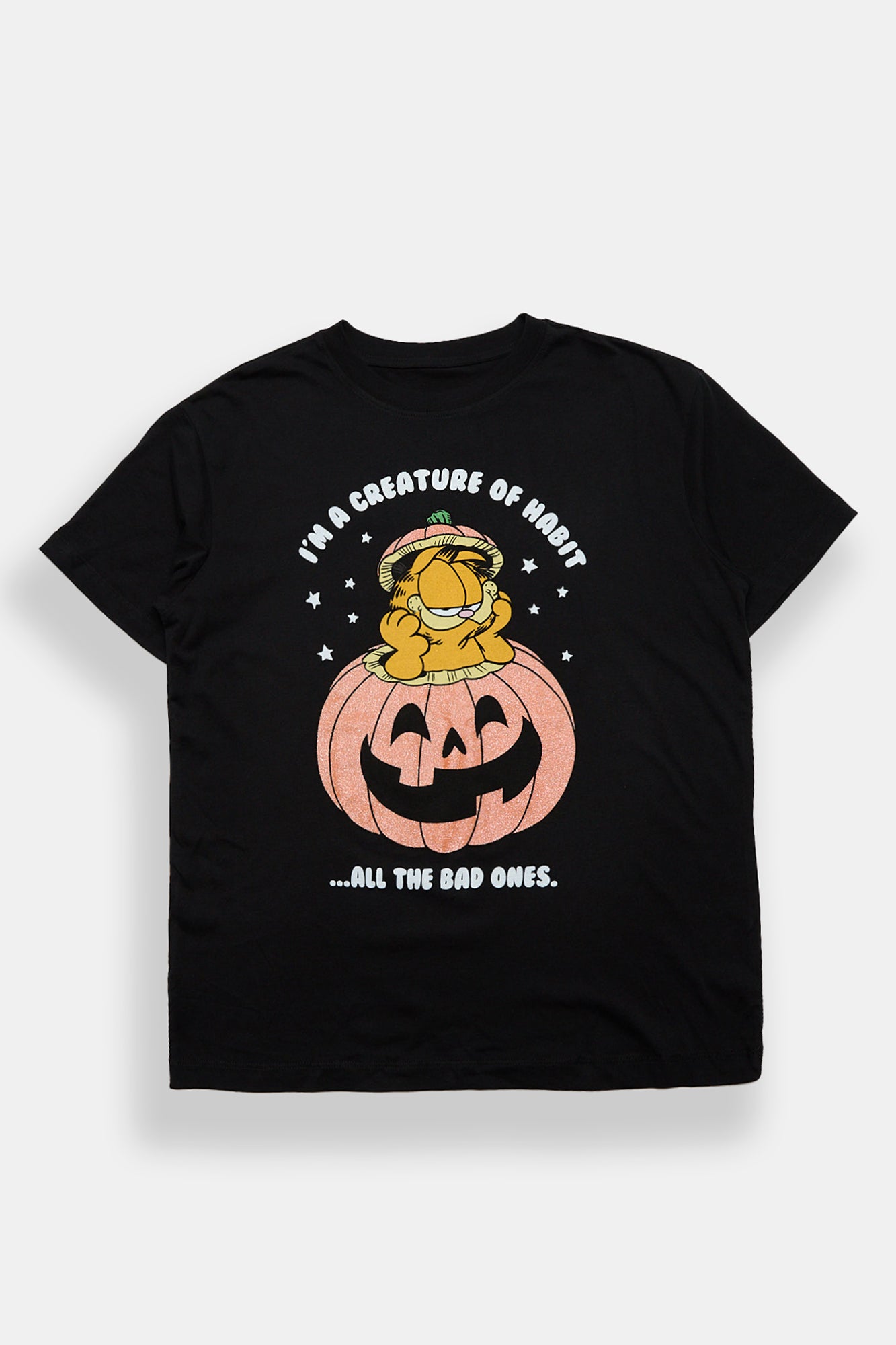 Garfield Halloween Glitter  Graphic Boyfriend Tee