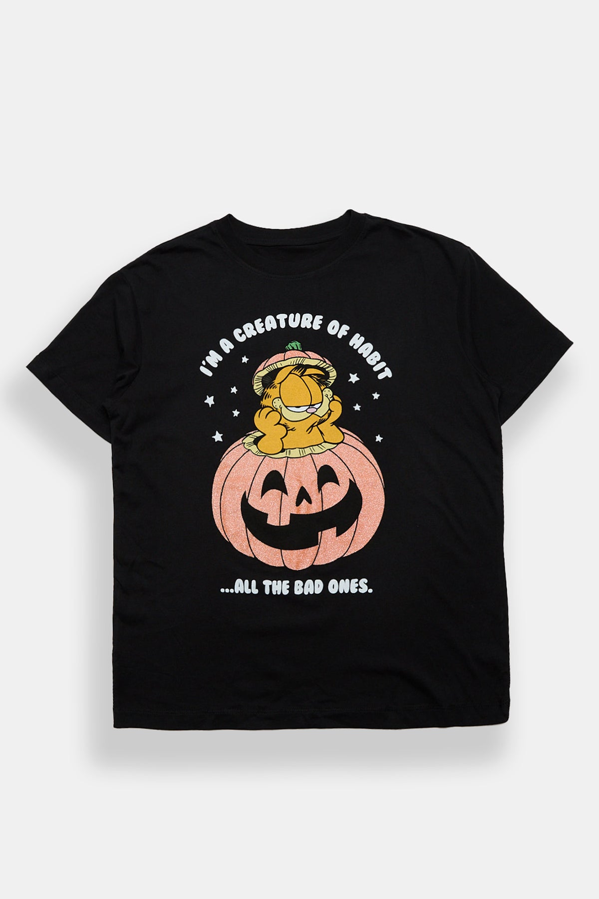 Garfield Halloween Glitter  Graphic Boyfriend Tee