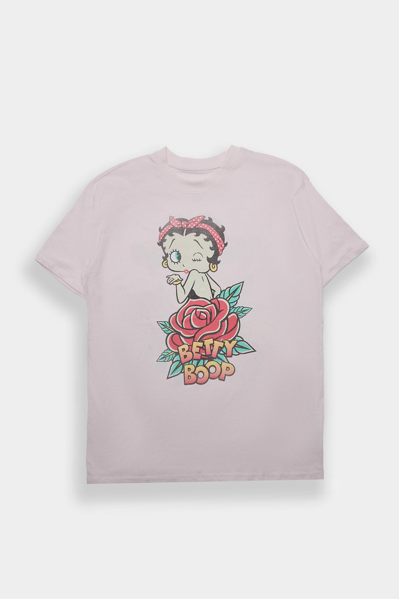 T-shirt coupe garçonne imprimé Betty Boop Rose