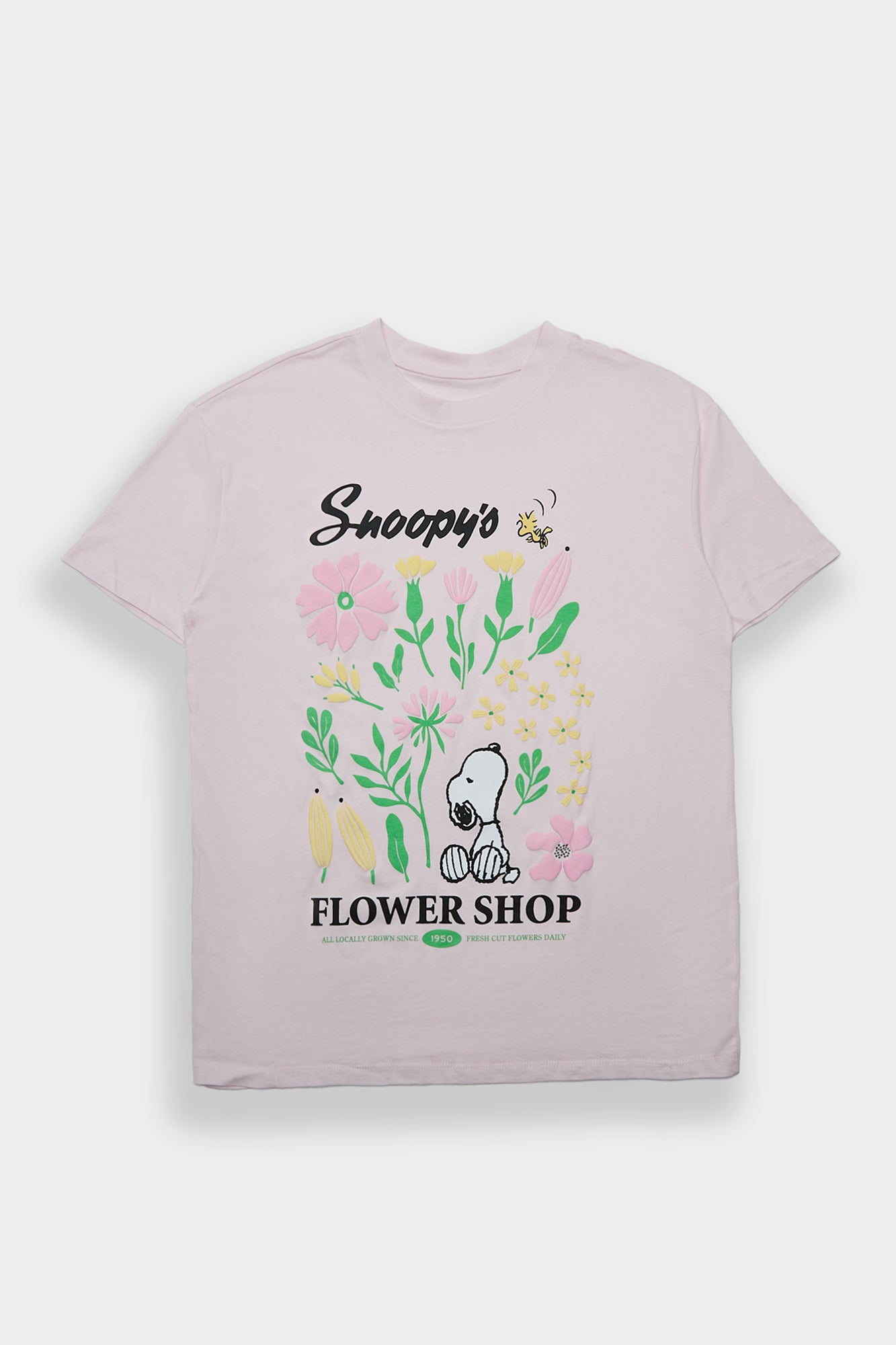T-shirt coupe garçonne imprimé Peanuts Snoopy 's Flowershop