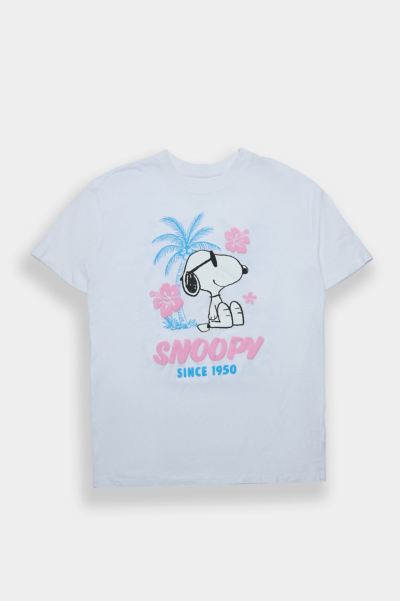 T-shirt coupe garçonne imprimé Peanuts Snoopy Since 1950 Hibiscus
