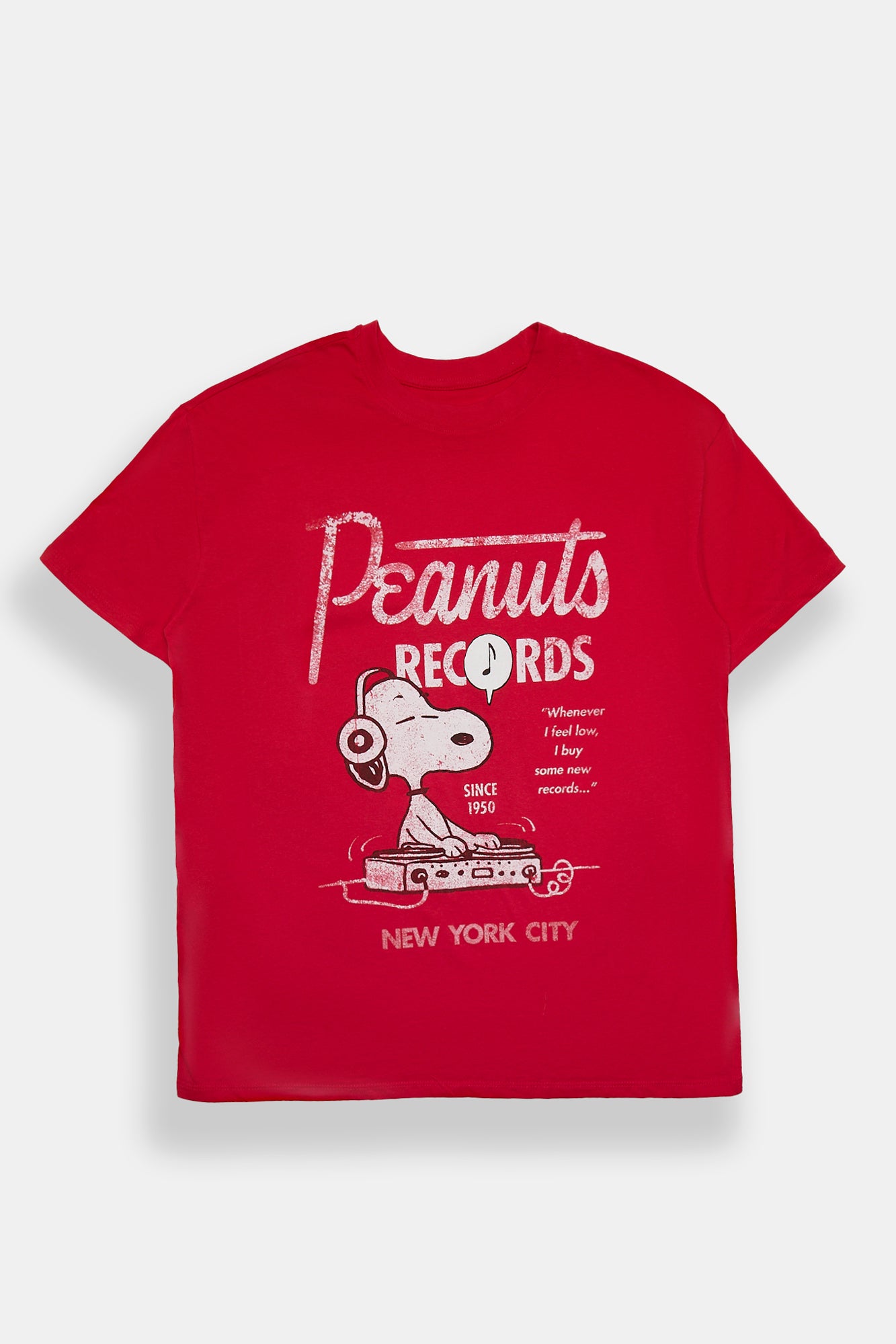 Peanuts Records Graphic Puff Print Relaxed Boyfriend Tee