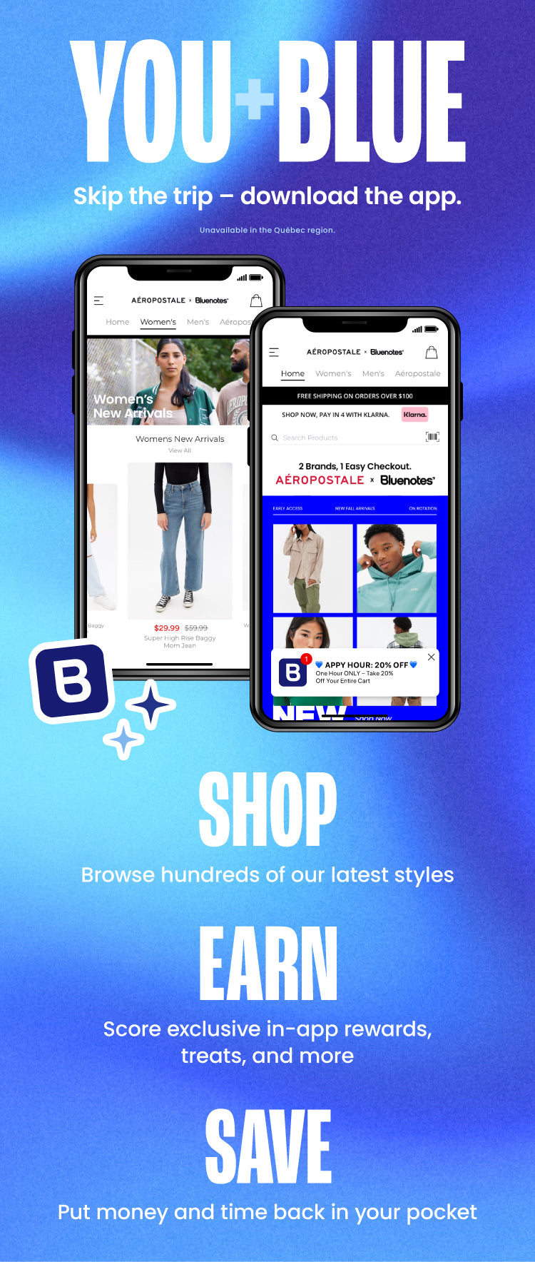 Mobile App – Bluenotes | Aéropostale